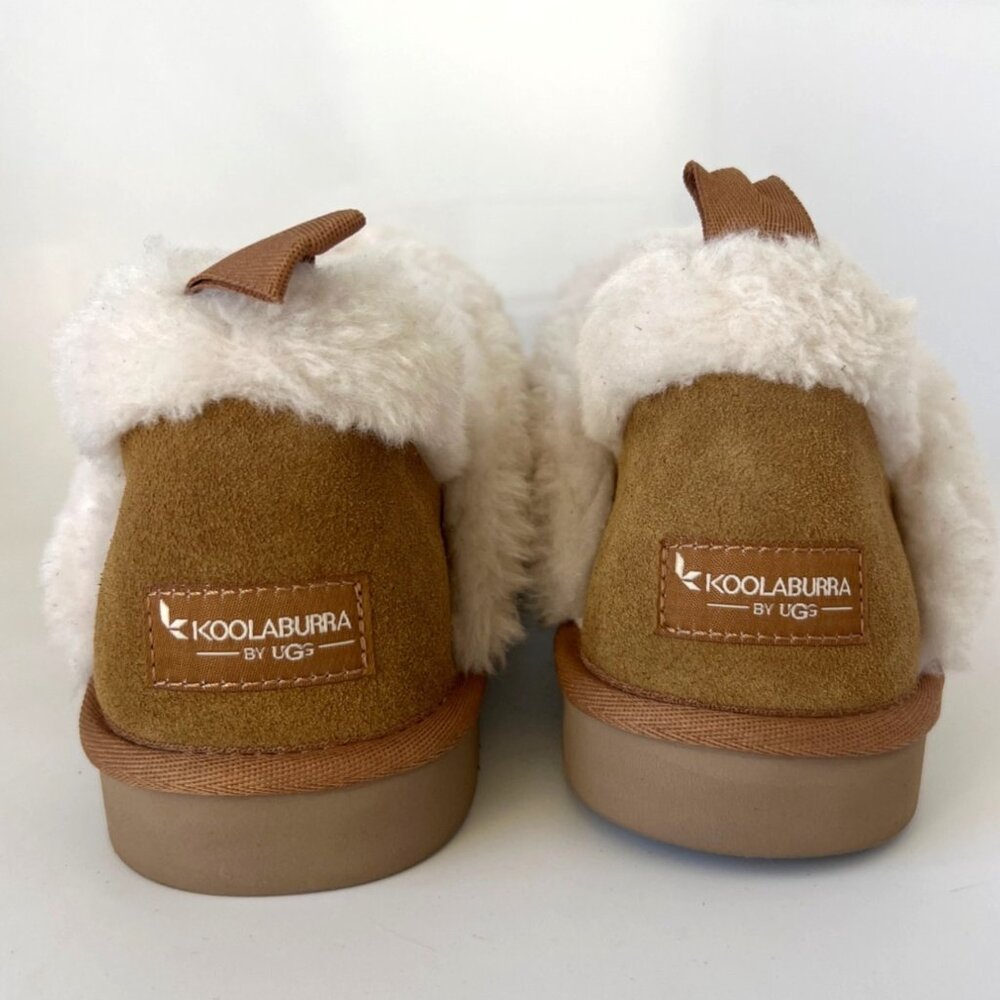 Koolaburra Chestnut Brown Suede Shearling Clog Booties - Picture 6 of 8